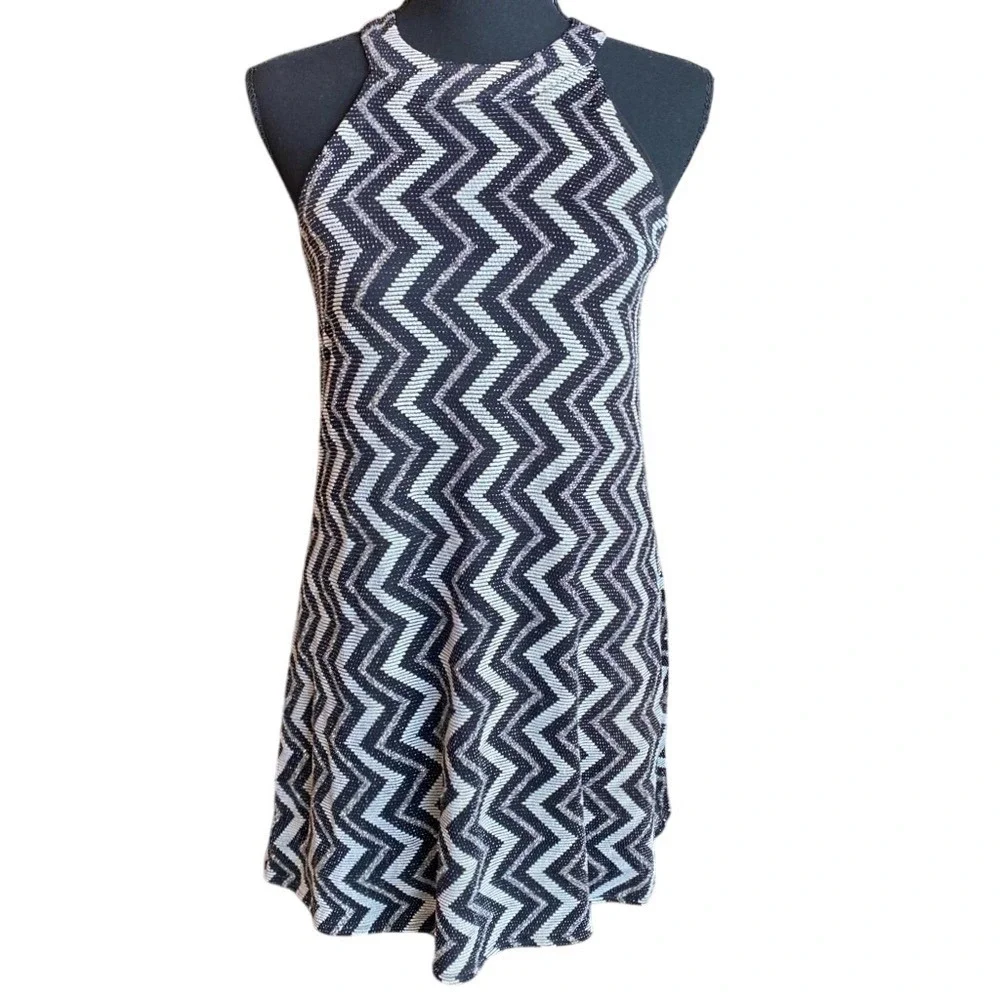 Candie's Dresses | Candies Womens Black Silver Metallic Chevron Zigzag Halter Mini Dress Small | Color: Black/Silver | Size: S | Jwarb's Closet Candie's Dresses | Candies Womens Black Silver Metallic Chevron Zigzag Halter Mini Dress Small | Color: Black/Silver | Size: S | Jwarb's Closet